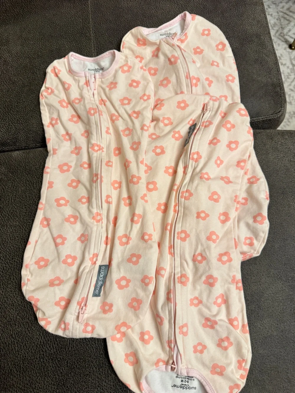 SwaddleMe Cream Baby Swaddle with Coral Floral Print set of 3